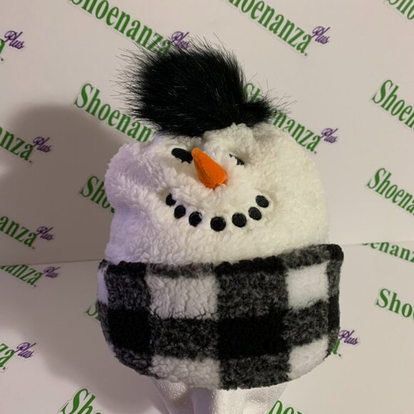 Ugly Christmas Hat Holiday Time Snowman Sherpa Beanie Cuffed Lined Plaid Cap - Picture 4 of 7